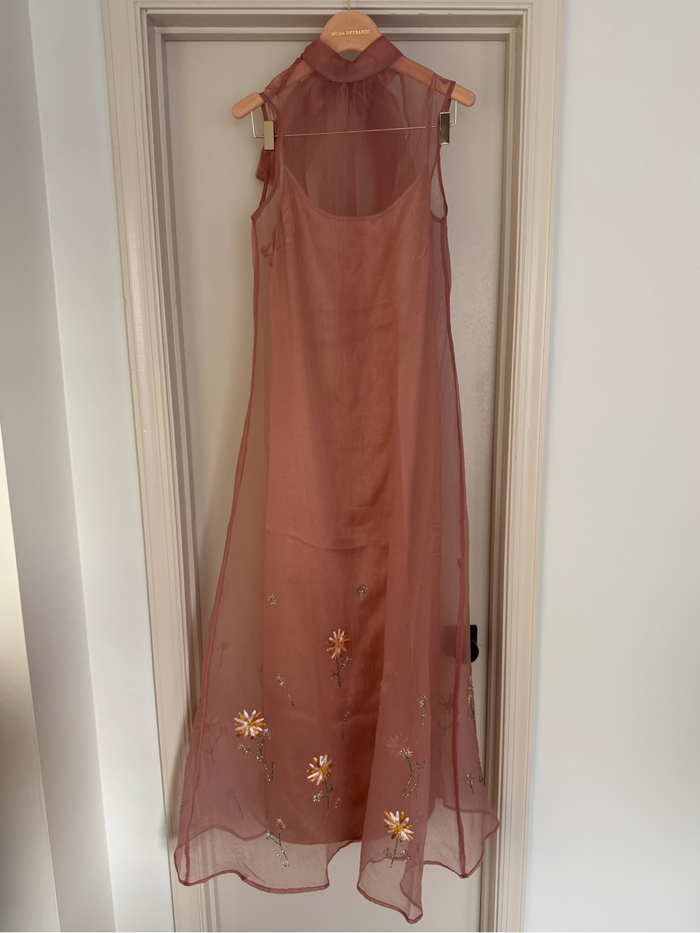 Staud Albee Floral Beaded Organza Gown Maxi Dress in Pink Size Medium - Picture 3 of 9